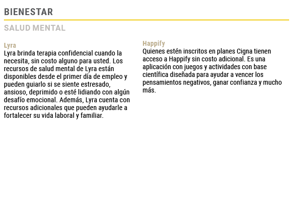 Bienestar,Salud mental,,Lyra Lyra brinda terapia confidencial cuando la necesita, sin costo alguno para usted. Los re...