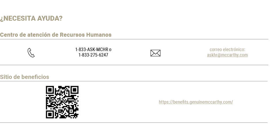 ¿NECESITA AYUDA? Centro de atenci n de Recursos Humanos  Sitio de beneficios