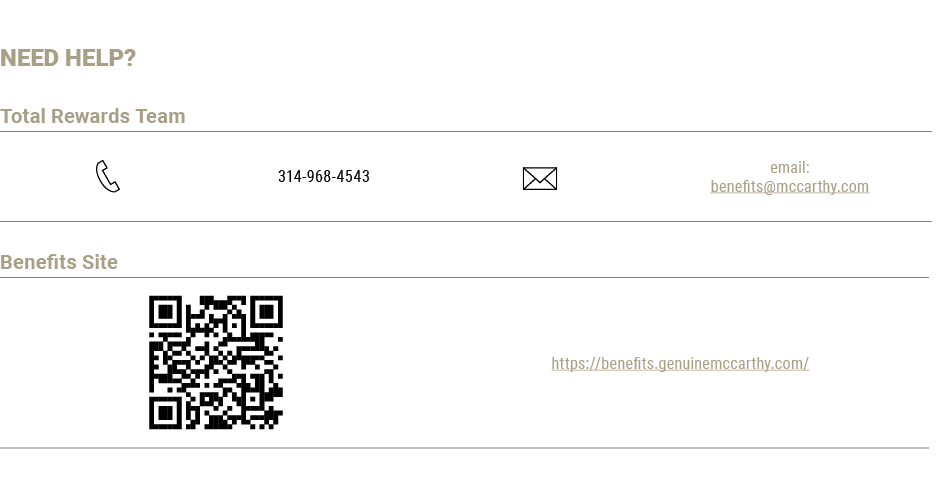 NEED HELP? Total Rewards Team  Benefits Site