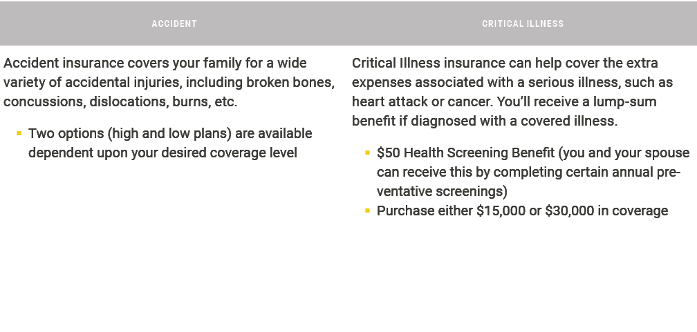 Accident,Critical Illness,Accident insurance covers your family for a wide variety of accidental injuries, including ...